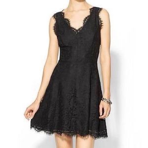 Joie Cocktail Dress, Black Allover Lace Nikolina A Line, Large